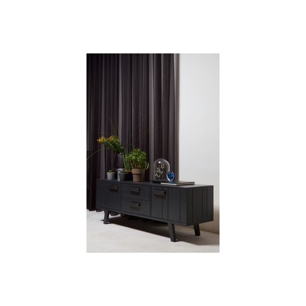 Čierny TV stolík z borovicového dreva 150x55 cm Watch – De Eekhoorn-image-2