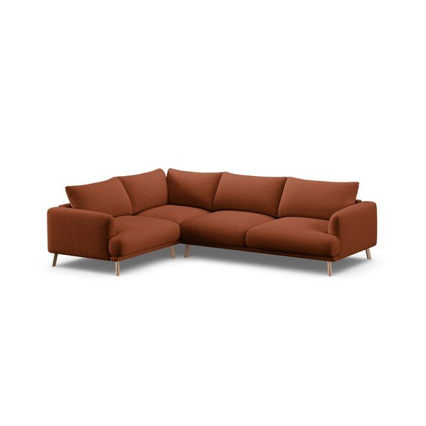 Rohová pohovka v terakotovej farbe (ľavý roh/s leňoškou) Naomi – Micadoni 