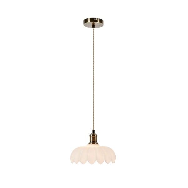 Závesné svietidlo so skleneným tienidlom v bielo-mosadzovej farbe ø 25,5 cm Kurage – Markslöjd