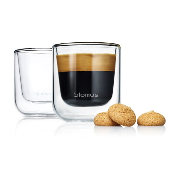 Dvojstenné poháre v súprave 2 ks 80 ml Nero – Blomus-image-2