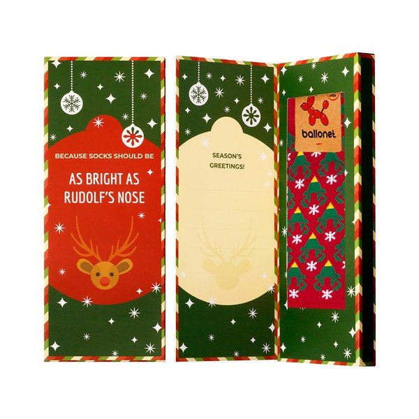 Ponožky v darčekovom balení Ballonet Socks Season's Greetings Socks Card with Caribou, veľkosť 36 - 40-image-1