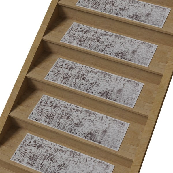 Sivo-svetlohnedé bavlnené nášľapy na schody v súprave 16 ks 25x65 cm Milan Vizon – Vitaus-image-1