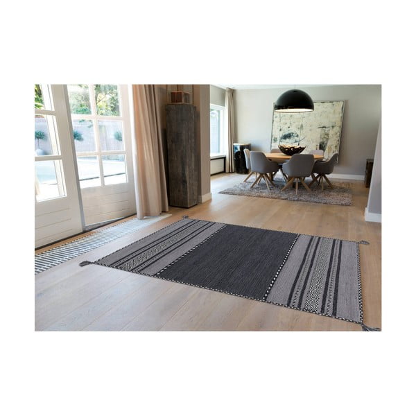 Tmavosivý ručne vyrábaný bavlnený koberec Arte Espina Navarro 2919, 120 × 170 cm