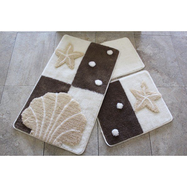 Hnedo-krémové kúpeľňové predložky v súprave 3 ks 100x60 cm – Foutastic-image-2