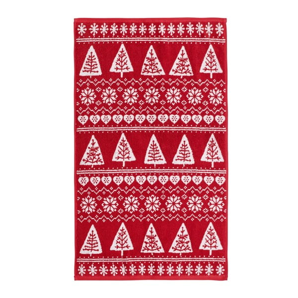 Červený uterák Nordic Winter, 90x140 cm