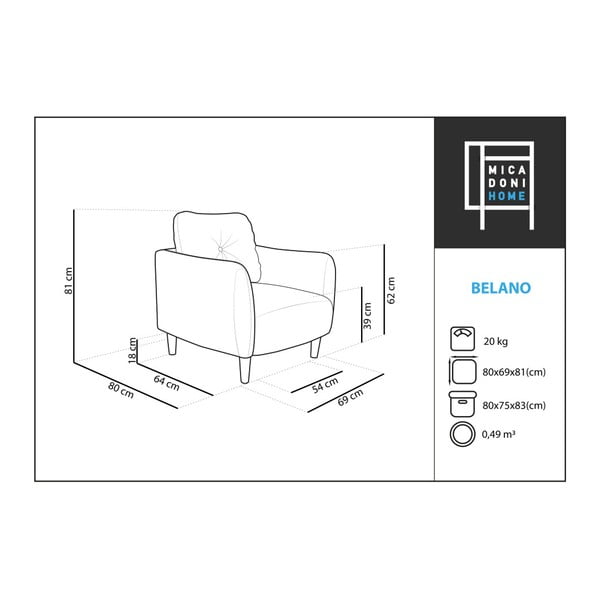 Modré kreslo Micadoni Home Belano-image-2