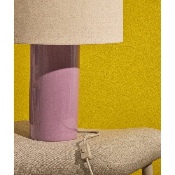 Fialová/béžová stolová lampa s textilným tienidlom (výška  52 cm) Toneric – Kave Home-image-3