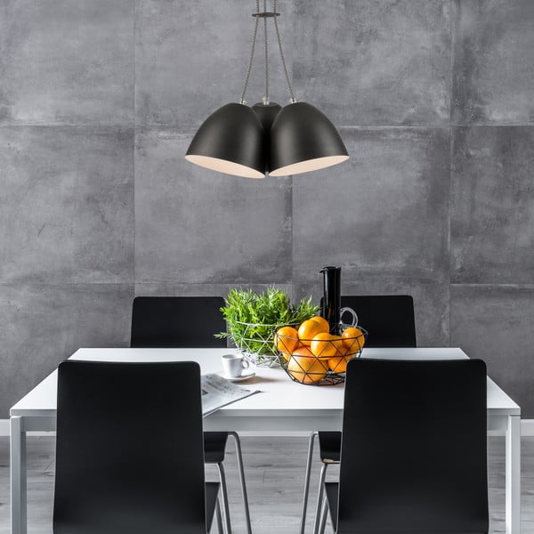 Čierne závesné svietidlo s kovovým tienidlom - LAMKUR-image-1