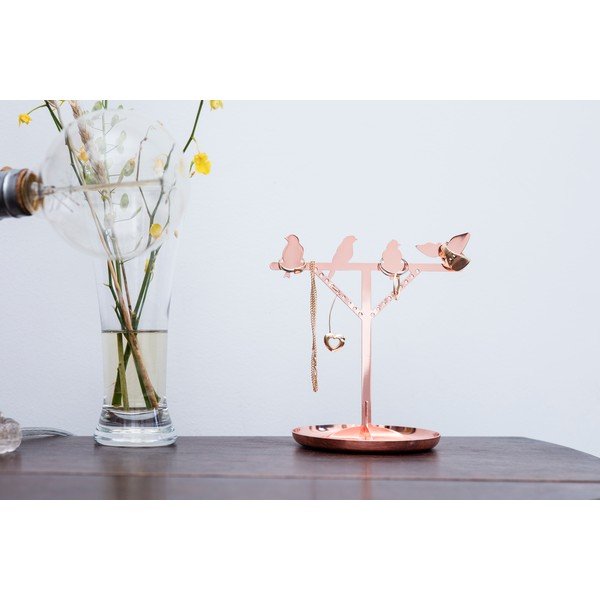 Stojan na šperky v medenej farbe Kikkerland Bird, výška 20 cm-image-1