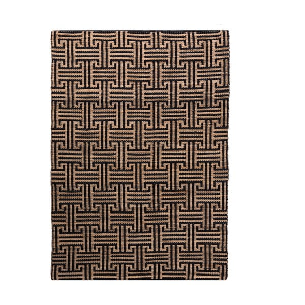 Čierny/v prírodnej farbe ručne tkaný koberec s prímesou juty 120x170 cm Meander Jute – Flair Rugs