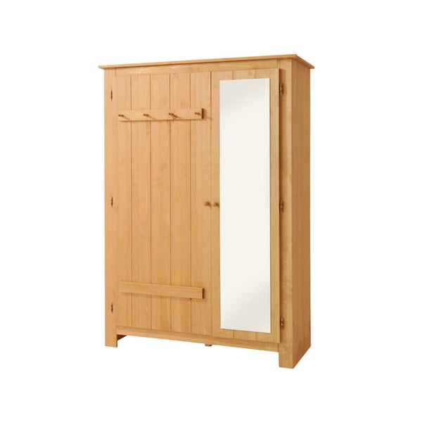Šatníková skriňa z borovicového dreva so zrkadlom v prírodnej farbe 120x170 cm Bertram – Støraa