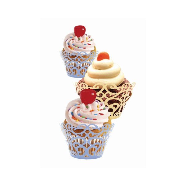 Sada 12 papierových košíkov na cupcakes Pink Lace-image-1