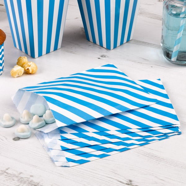 Sada 25 modrých papierových taštičiek Neviti Carnival Stripes
