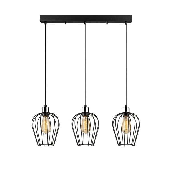 Čierne závesné svietidlo pre 3 žiarovky Opviq lights Tel Long-image-2