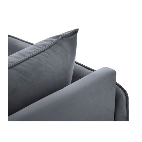 Sivá zamatová leňoška Cosmopolitan Design Vienna, ľavý roh-image-4