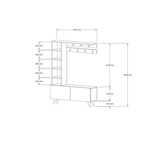 Predsieňová zostava v dekore orecha v prírodnej farbe Hale - Kalune Design-image-3