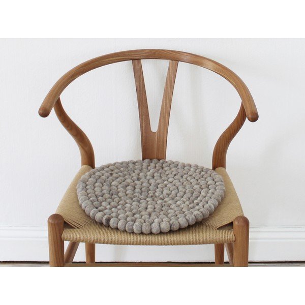 Pieskovohnedý guľôčkový vlnený vankúš na sedenie Wooldot Ball Chair Pad, ⌀ 39 cm-image-2