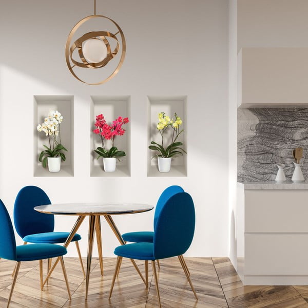 Sada 3 3D samolepiek na stenu Ambiance Orchids-image-1