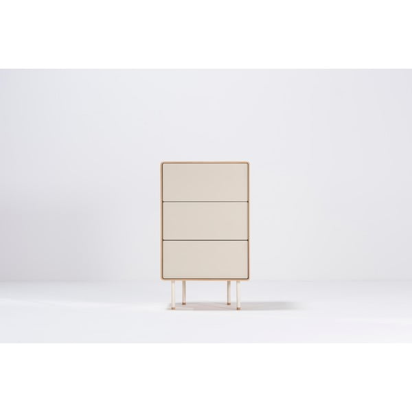 Vysoká komoda z dubového dreva v bielo-prírodnej farbe 60x100 cm Fina – Gazzda-image-4