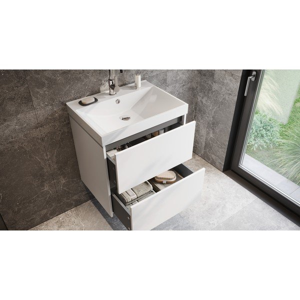 Biela matná závesná skrinka pod umývadlo 61x65 cm Bodera – Germania-image-1