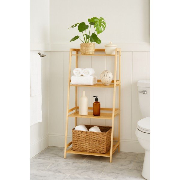 Bambusový kúpeľňový regál v prírodnej farbe 52x115 cm Elori – Bonami Essentials-image-1