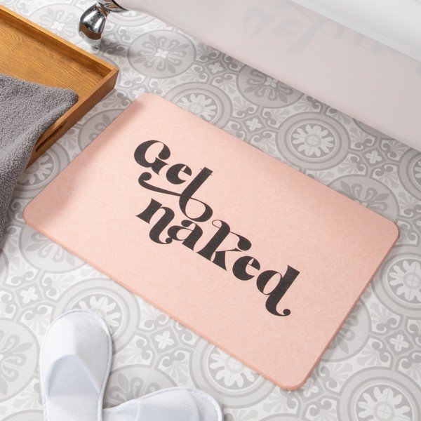 Svetloružová kúpeľňová predložka z kremeliny 39x60 cm Get Naked – Artsy Doormats-image-1