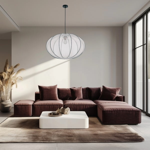 Biele závesné svietidlo s textilným tienidlom ø 60 cm Mellow – Candellux Lighting-image-1