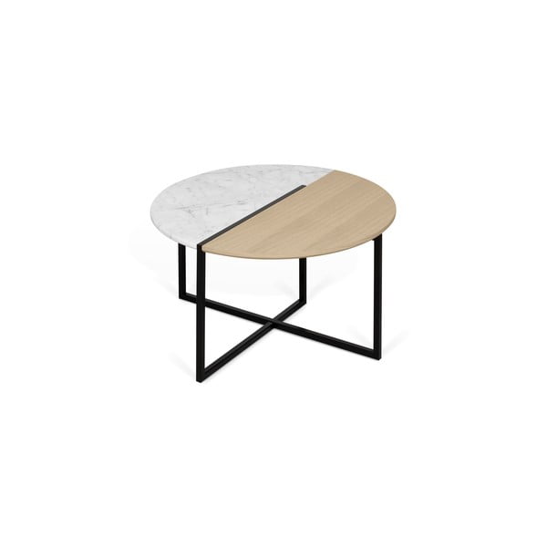 Konferenčný stolík s doskou z dubového dreva a mramoru TemaHome Sonata, ø 80 cm-image-4