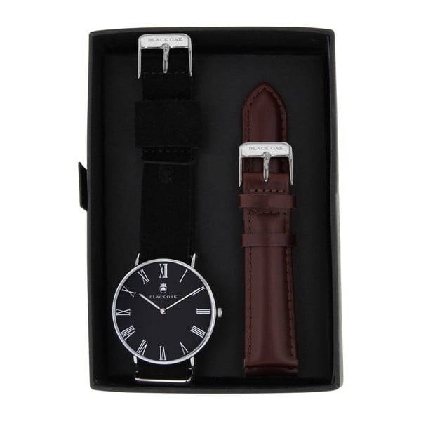 Set pánskych hodiniek s remienkami Black Oak Elegant Dark