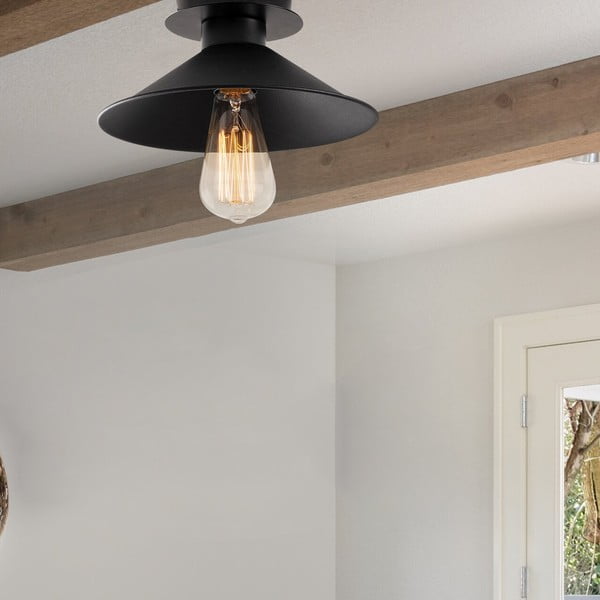 Čierne stropné svietidlo s kovovým tienidlom ø 24 cm Berceste – Opviq lights-image-1