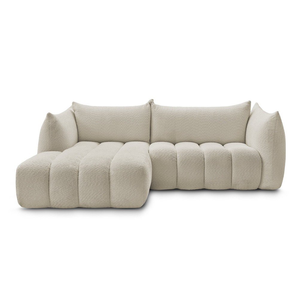 Béžová rohová pohovka z textílie buklé (ľavý roh/s leňoškou) Azra – Bobochic Paris