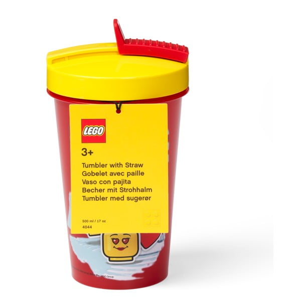 Červený téglik s žltým vekom a slamkou LEGO® Iconic, 500 ml-image-1