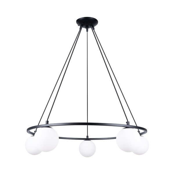 Biele/čierne závesné svietidlo so skleneným tienidlom Umerta – Sollux