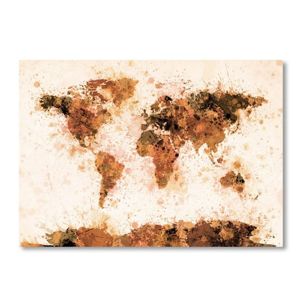 Plagát s hnedou mapou sveta Americanflat Spot, 60  ×   42 cm