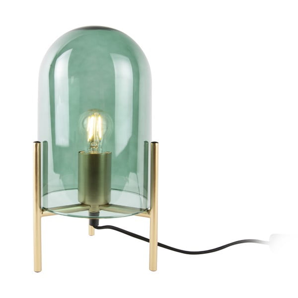 Zelená sklenená stolová lampa Leitmotiv Bell, výška 30 cm