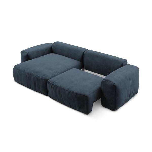 Tmavomodrá ženilková rozkladacia rohová pohovka (ľavý roh/s leňoškou) Kuki – Makamii-image-4