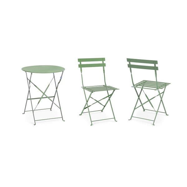 Šalviovozelená oceľová záhradná jedálenská súprava pre 2  Austin – Bizzotto-image-2