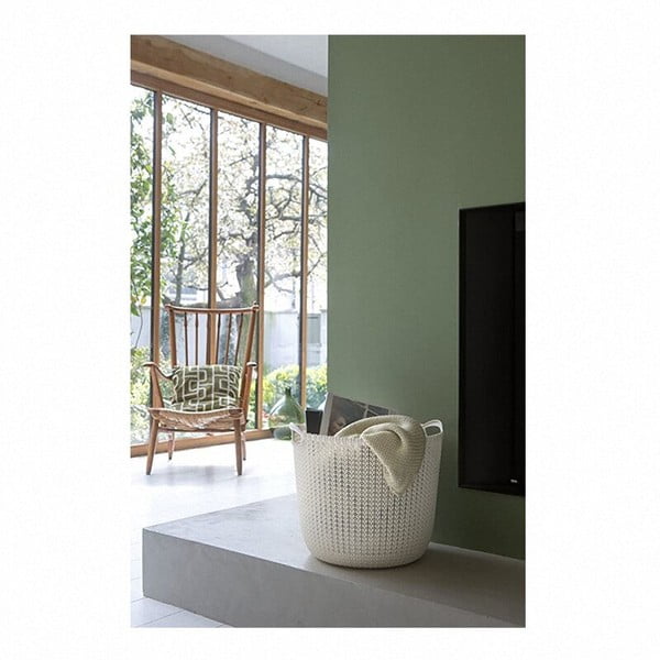 Krémovobiely úložný kôš Curver-image-1