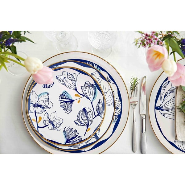 Sada 6 bielych porcelánových dezertných tanierov s modrými kvetmi Mia Bleu Pasta, ⌀ 19 cm-image-1