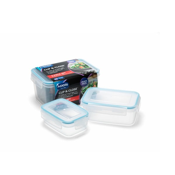 Súprava 3 dóz s vrchnákom na jedlo Addis Clip And Close Rectangular-image-1