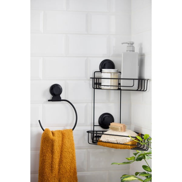 Čierny samodržiaci nástenný držiak na osušky Compactor Bestlock Black Belt And Towel Support-image-3