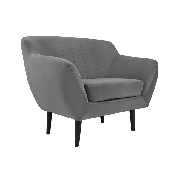 Sivé kreslo Mazzini Sofas Toscane, čierne nohy-image-1