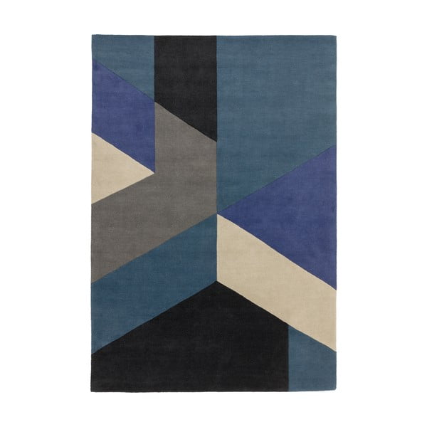Modrý koberec Asiatic Carpets Big Geo, 120 x 170 cm
