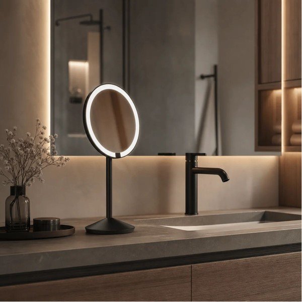 Kozmetické zrkadlo s osvetlením/zväčšovacie (zväčšenie 5x) ø 12 cm – simplehuman-image-1