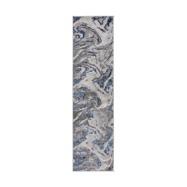 Modro-sivý behúň Flair Rugs Marbled, 60 x 230 cm