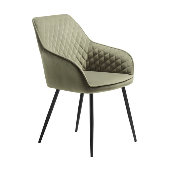Khaki čalúnené jedálenské kreslo s podrúčkami Milton – Unique Furniture