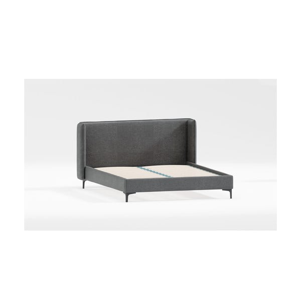 Tmavosivá čalúnená dvojlôžková posteľ s roštom 140x200 cm Basti – Ropez