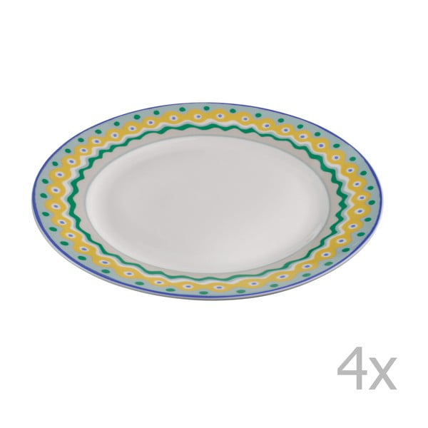Sada 4 porcelánových dezertných tanierikov Oilily 19 cm, zelená