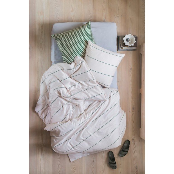 Béžové obliečky na jednolôžko z bavlneného saténu 140x200 cm Align – Mette Ditmer Denmark-image-2