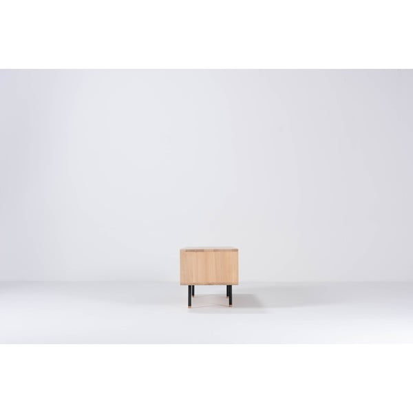 TV stolík z dubového dreva v čierno-prírodnej farbe 160x48 cm Fina – Gazzda-image-4